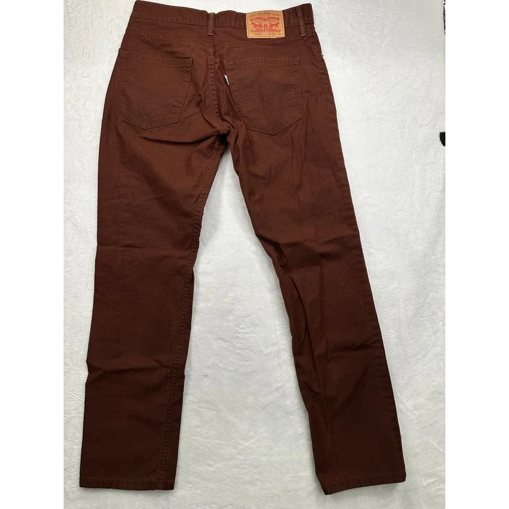 Levis 511 Jeans Mens 31x30 Orange Brown Slim Tapered Stretch Denim Cotton Blend
